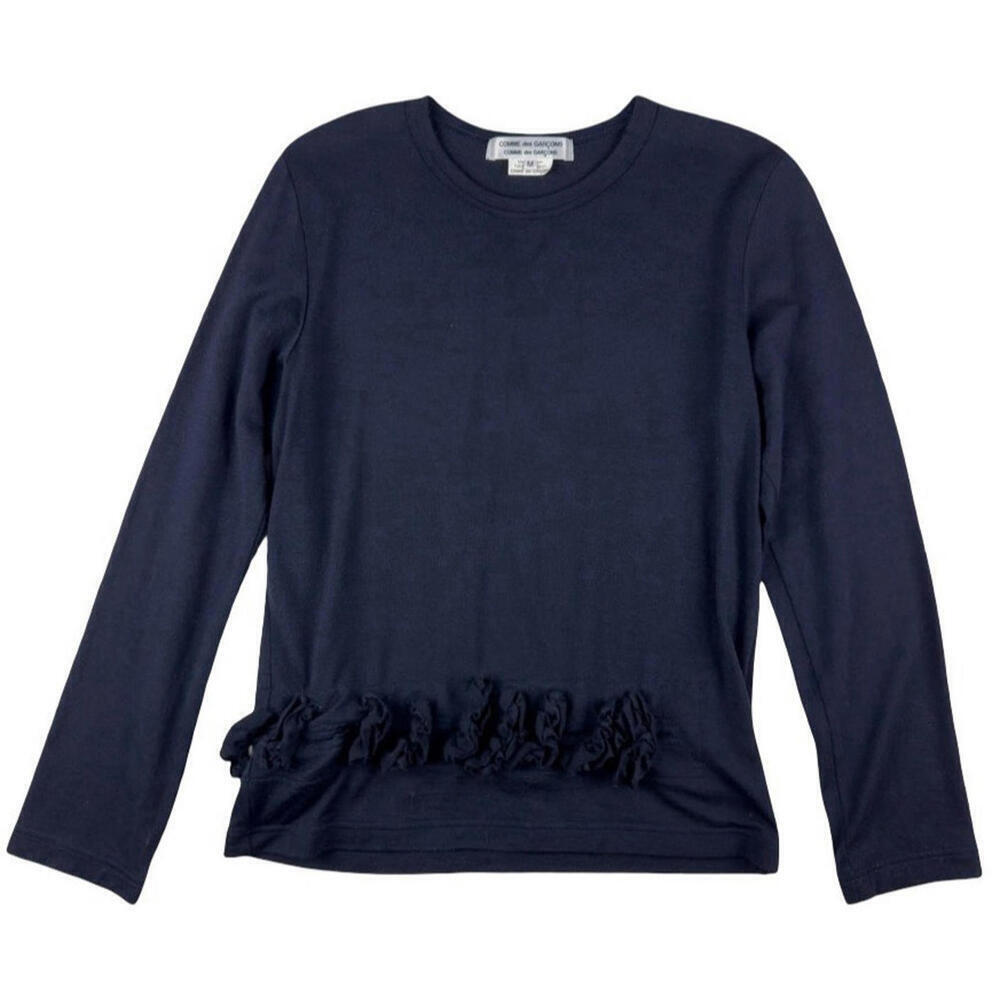 Comme Des Garcons Ruffle Wool Long Sleeve Sweater Shirt Midnight Blue Size M